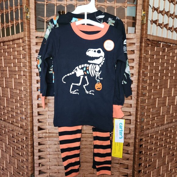 Carter's Kids 4-piece Halloween Dinosaur Pajama Set (2 outfits) - Size 18m - NWT - Picture 1 of 5